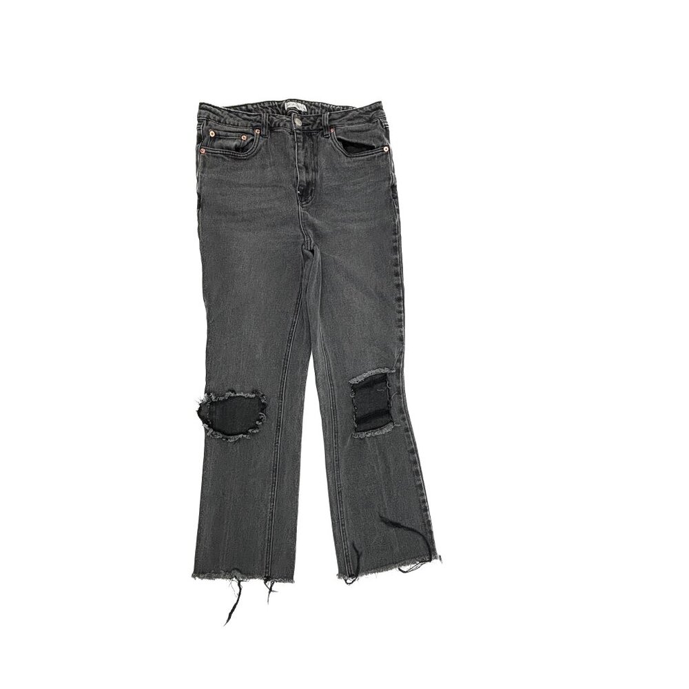 Avec Les Filles Kick boot Distressed Raw Hem Women's size 28 Black Denim Jeans
